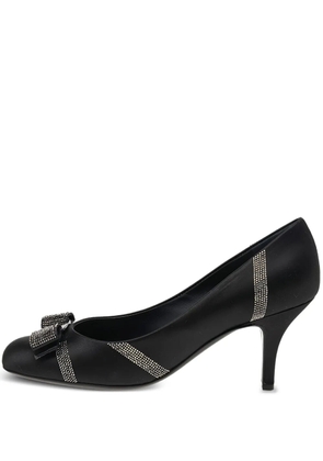 Ferragamo Pre-Owned 80mm Vara Bow crystal-embellished pumps - Black