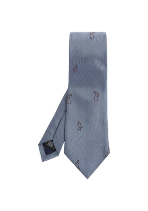 Paul Smith rabbit-embroidered silk tie - Blue