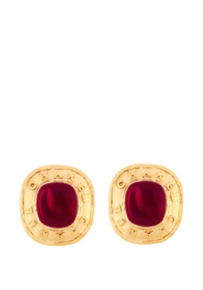 CHANEL Pre-Owned 1987 logo-detail cabochon clip-on earrings - Gold