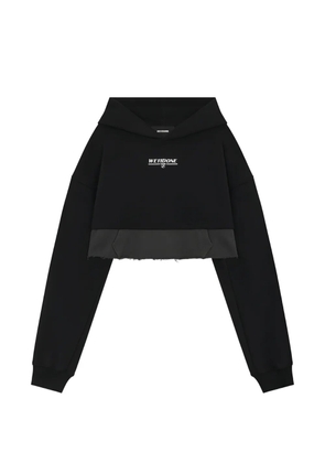 We11done 1506 cropped raw-edge hoodie - Black