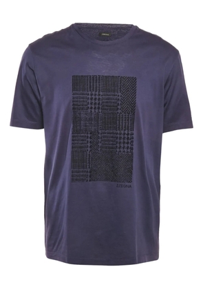 Zegna 2010s flocked-pattern jersey top - Blue