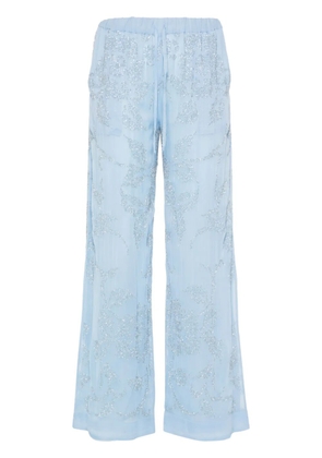 P.A.R.O.S.H. Rilda beaded wide-leg trousers - Blue