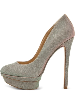 Brian Atwood 145mm lurex pumps - Silver