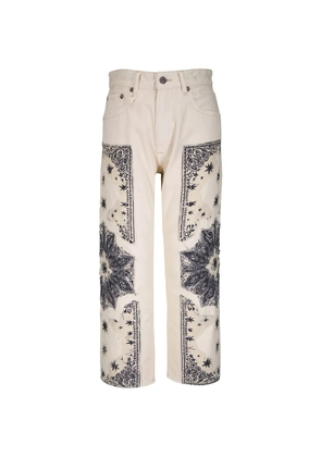 R13 bandana-patchwork jeans - White