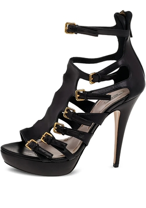 Miu Miu Pre-Owned 130mm buckle strap platform sandals - Black