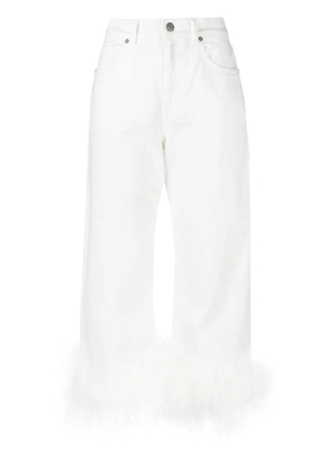 P.A.R.O.S.H. feather-trim stretch-cotton jeans - White