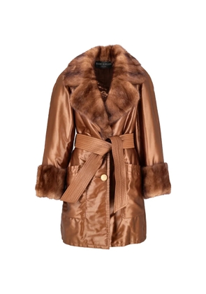 Mario Borsato Vintage belted fur-trim coat - Brown