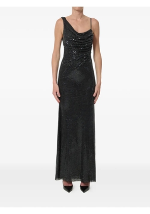 Self-Portrait rhinestone-embellished draped maxi dress - Black