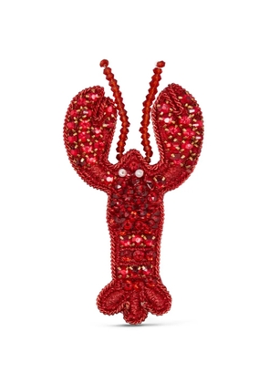 Thom Browne crystal-beaded lobster brooch - Red
