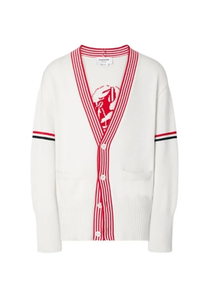 Thom Browne lobster-intarsia RWB-stripe cardigan - White