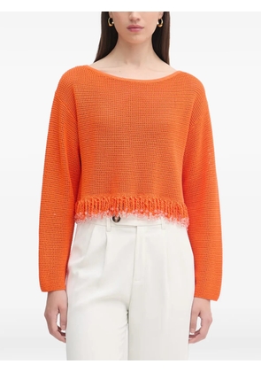 Patrizia Pepe beaded fringe-trim mesh top - Orange