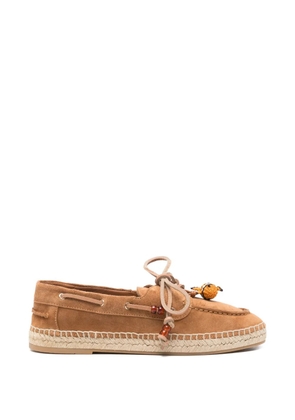 Aquazzura bead-embellished suede espadrilles - Brown