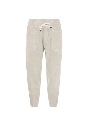 Brunello Cucinelli ribbed-knit track pants - Neutrals