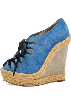 Christian Louboutin Pre-Owned lace-up platform wedge sandals - Blue