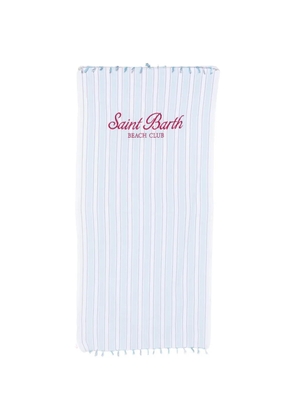 MC2 Saint Barth logo-embroidered striped beach towel - Blue