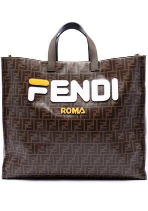 Fendi Pre-Owned 2010-2026 Fila Zucca Coated Canvas Logo Mania Shopper Tote satchel - Brown