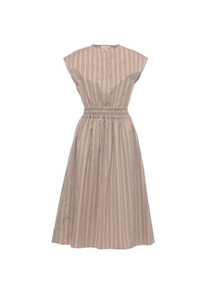 Antonelli striped smocked-waist midi dress - Neutrals
