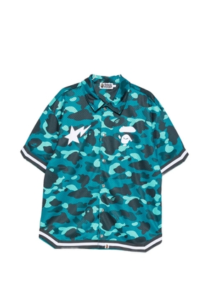 A BATHING APE® camo-print logo-patch shirt - Green
