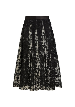 Contessa Mills Raven floral-appliqué sheer midi skirt - Black