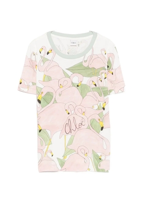 Chloé flamingo-print T-shirt - Neutrals