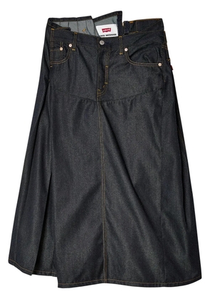 Junya Watanabe asymmetric denim midi skirt - Blue