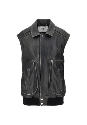 Rabanne faded leather gilet - Black