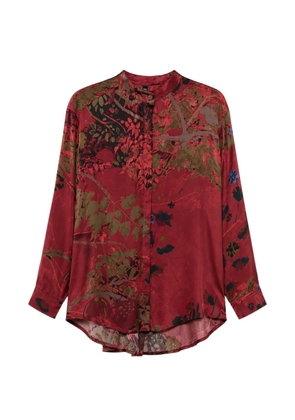 YAVI floral-print silk-blend shirt - Red