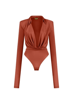 GAUGE81 Bauska draped V-neck bodysuit - Brown