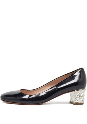 Miu Miu Pre-Owned 45mm patent-leather crystal-heel pumps - Black