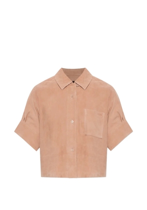 LOEWE suede logo-embossed shirt - Pink