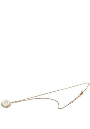 CHANEL Pre-Owned 2009 CC Gold Plated Resin and Strass Clear Dome Hologram Glitter Pendant Necklace costume necklace