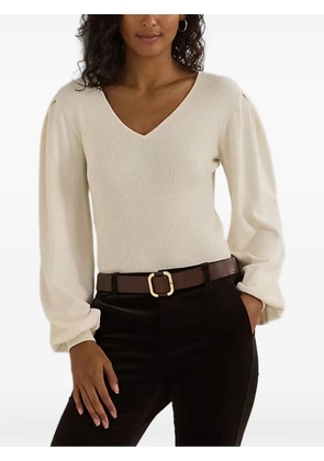 Lauren Ralph Lauren V-neck puff-sleeve top - Neutrals