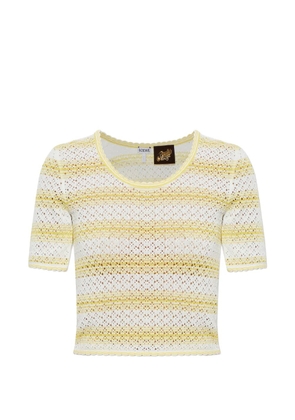 LOEWE striped pointelle-knit T-shirt - White