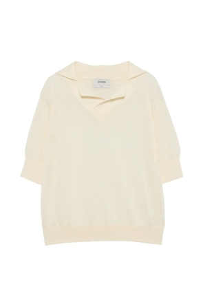 System V-neck short-sleeve top - Neutrals