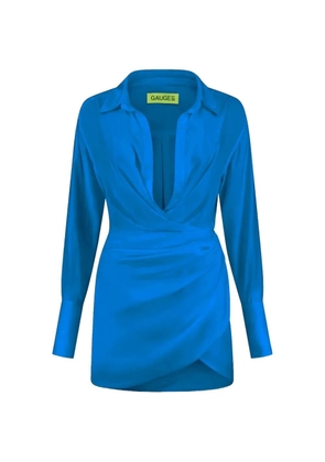 GAUGE81 Naha wrap-style mini dress - Blue