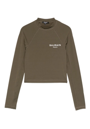 Balmain logo-print long-sleeve T-shirt - Green