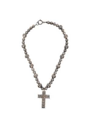 Emporio Armani Pre-Owned 2000s cross-pendant beaded necklace - Silver