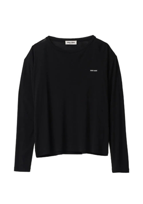 Miu Miu long-sleeved ribbed jersey T-shirt - Black