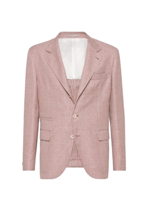 Brunello Cucinelli houndstooth-pattern single-breasted blazer - Red