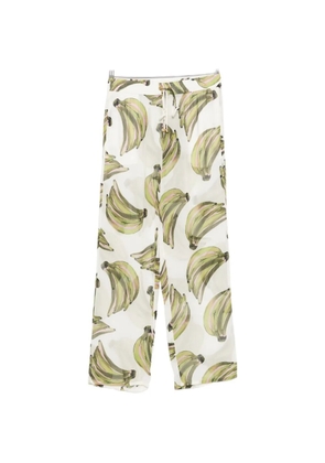 Água de Coco banana-print drawstring trousers - White