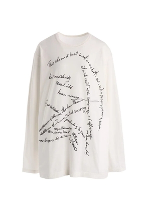Yohji Yamamoto text-print long-sleeve T-shirt - Neutrals
