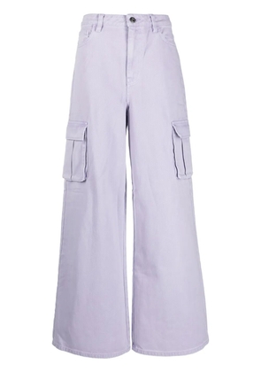 Self-Portrait wide-leg cargo jeans - Purple