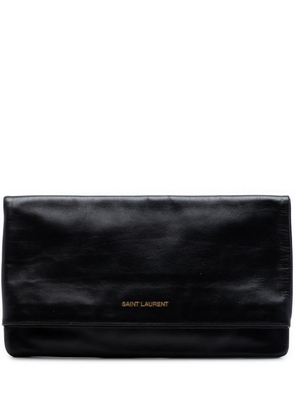 Saint Laurent Pre-Owned 2013-2026 Leather Letters Fold Over clutch bag - Black