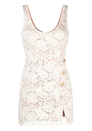 Self-Portrait cord-lace mini dress - White