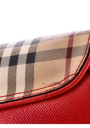 Burberry Pre-Owned Maydown Haymarket Coated Canvas and Leather Small crossbody bag - Red
