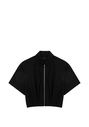 Juun.J zip-up gathered shirt - Black