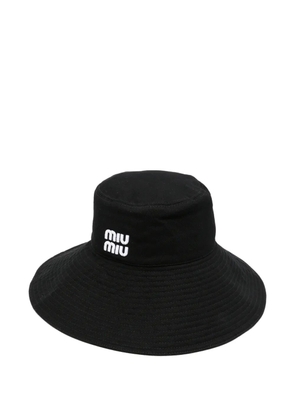 Miu Miu Pre-Owned logo-embroidered sun hat - Black