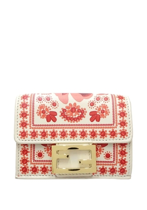 Fendi Pre-Owned 2010-2026 Leather Coral Bandana Baguette Micro Trifold Wallet small wallets - Red