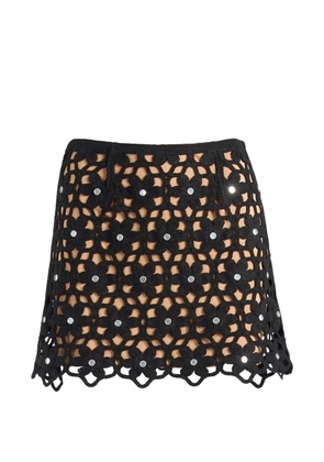 Michael Kors floral-crochet mirror-embellished mini skirt - Black