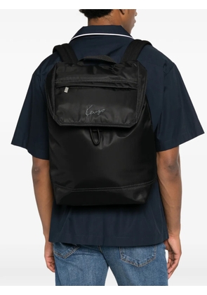 Kenzo logo-embroidered flap-top backpack - Black